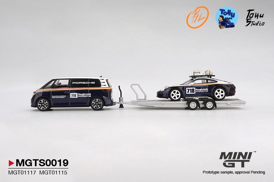 1:64 SET PORSCHE 911 DAKAR #718 + VOLKSWAGEN ID. BUZZ PORSCHE CENTRUM GELDERLAND ROUGHROADS 2025
