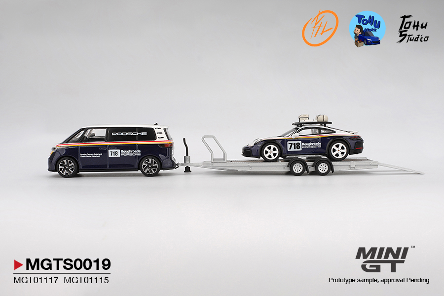 1:64 SET PORSCHE 911 DAKAR #718 + VOLKSWAGEN ID. BUZZ PORSCHE CENTRUM GELDERLAND ROUGHROADS 2025