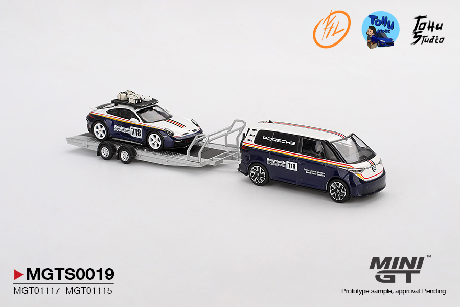 1:64 SET PORSCHE 911 DAKAR #718 + VOLKSWAGEN ID. BUZZ PORSCHE CENTRUM GELDERLAND ROUGHROADS 2025