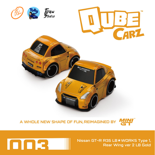 Mini GT QubeCarz #003 - GT-R R35 LB Gold